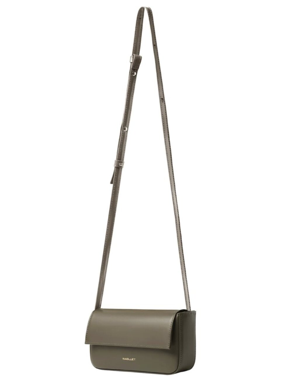 BAGLLET BG105 Olive Italian Leather Baguette Crossbody Bag - Picture 5 of 16